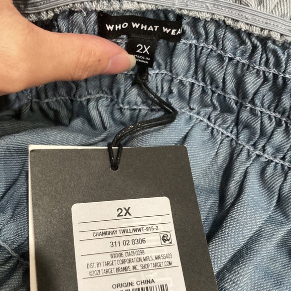 Who What Wear Cinched-Waist Top Blouse Womens Puff Sleeve Sz 2X, 3X 100% Cot… - Picture 4 of 5